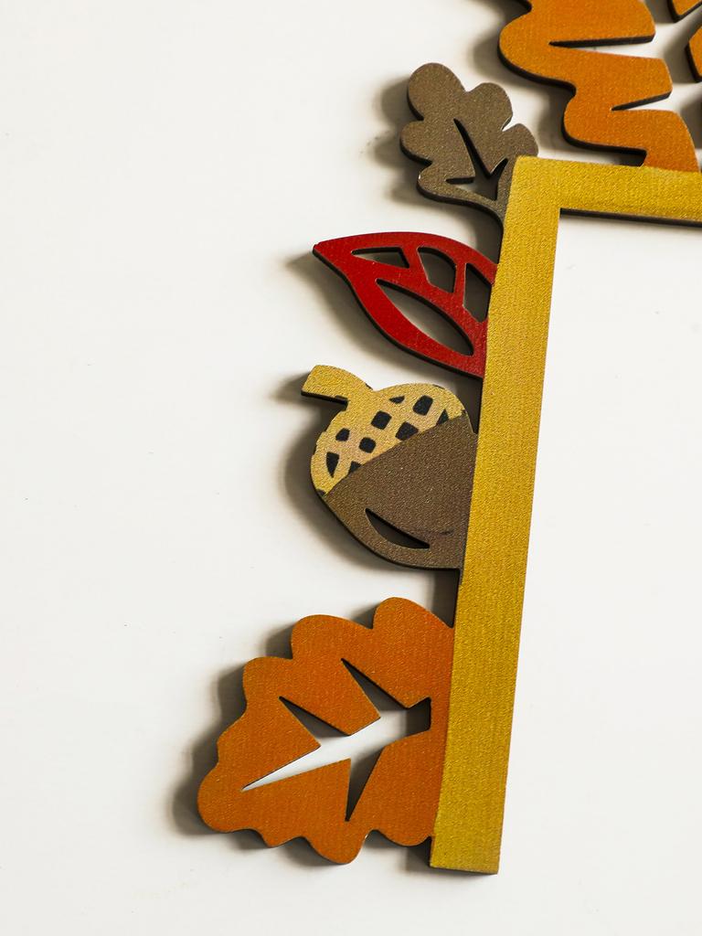 Autumn Leaves Door Topper Decor, Colorful Wooden Corner Door Frame Ornament, Harvest Festival & Thanksgiving Day Home Decoration