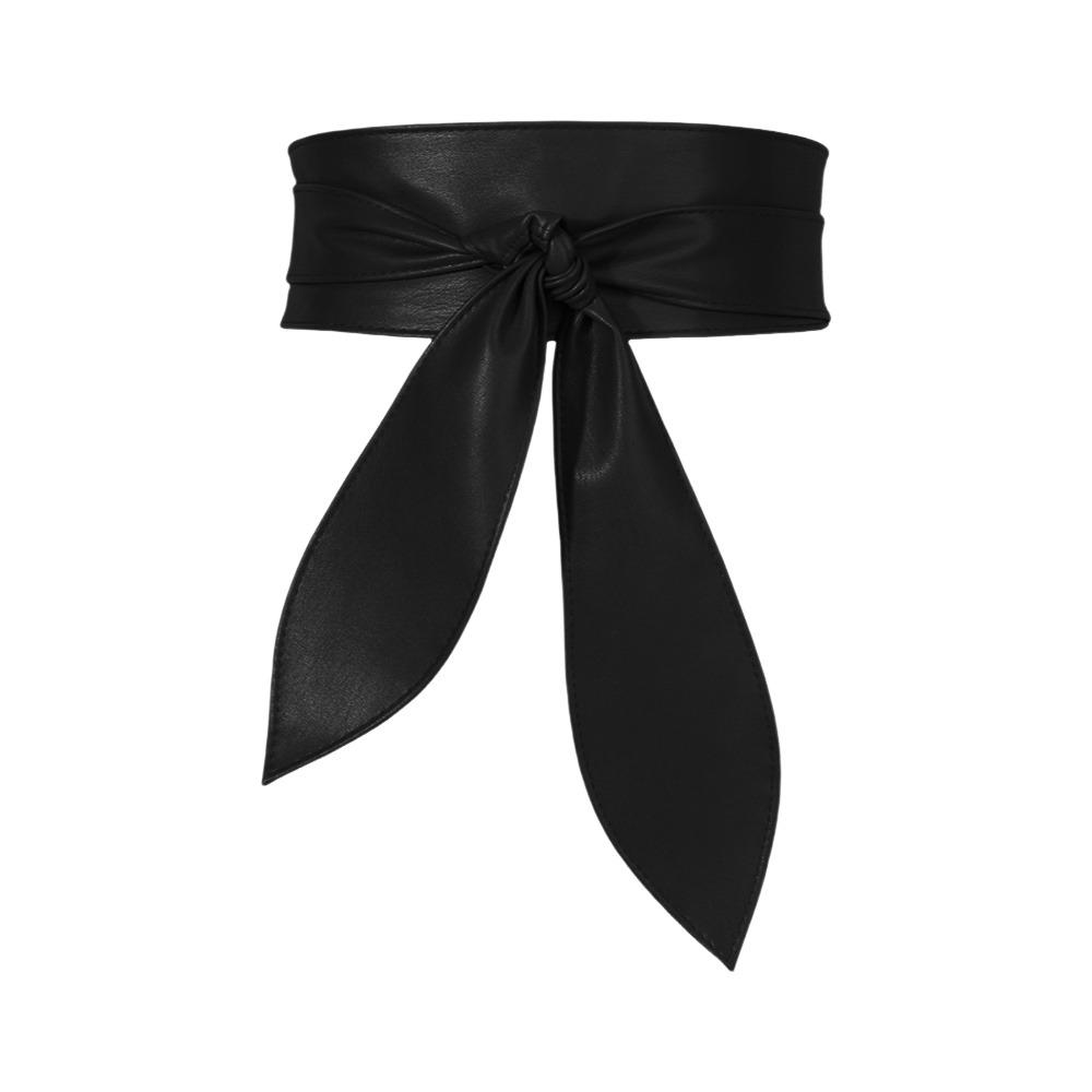 InWangix Brede Korset Taille Riem Elegante Lange Strikbanden Strik Taillebanden Voor Vrouwen Dame Meisje Bruids zwart