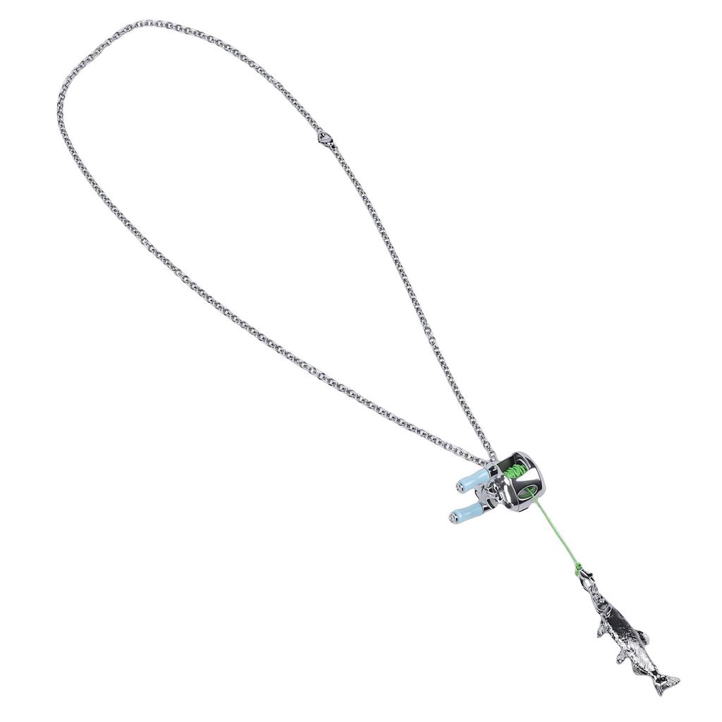   Fishing Reel Necklace   Reel Pendant Necklace with Rotating Handle for Backpack Collectibles