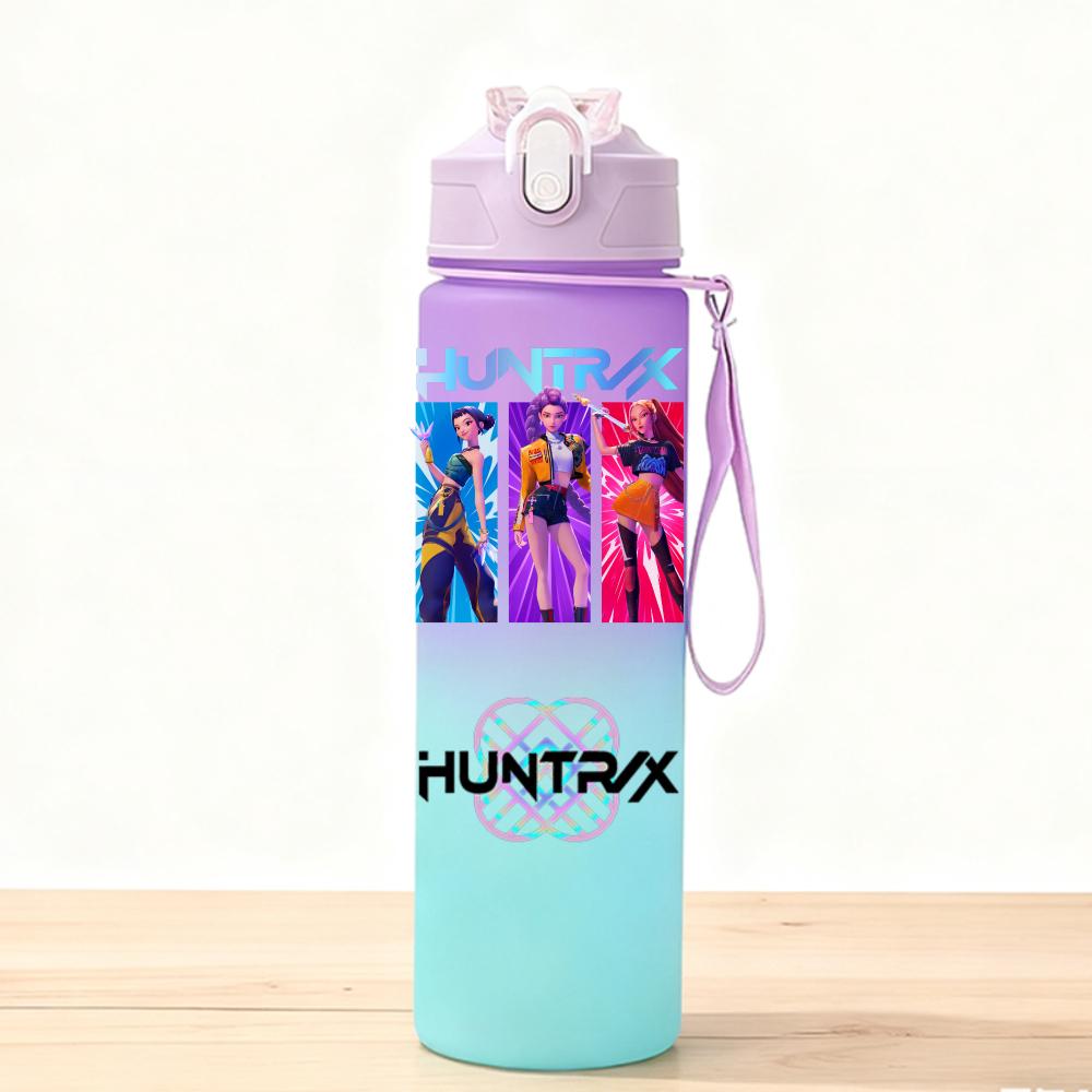 750ML KPop Demon Hunters Sport Water Bottle Adorable Cartoon Anime Plastic Cup Portable Cold Drink Box designed for Children Children