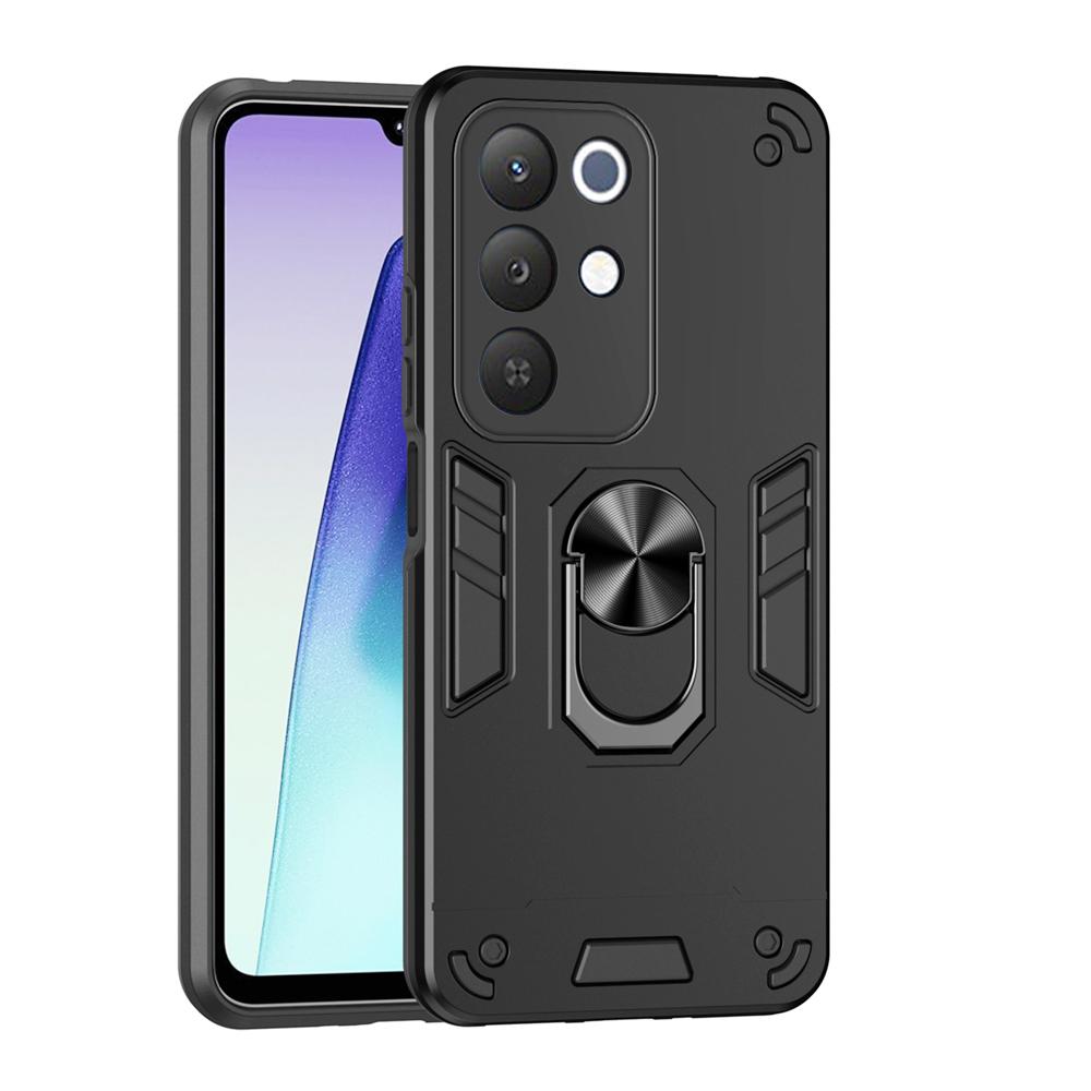 KEYSION Shockproof Armor Case for Realme C85 C85 5G Soft Silicone+PC Metal Ring Stand Phone Back Cover for OPPO Realme C85