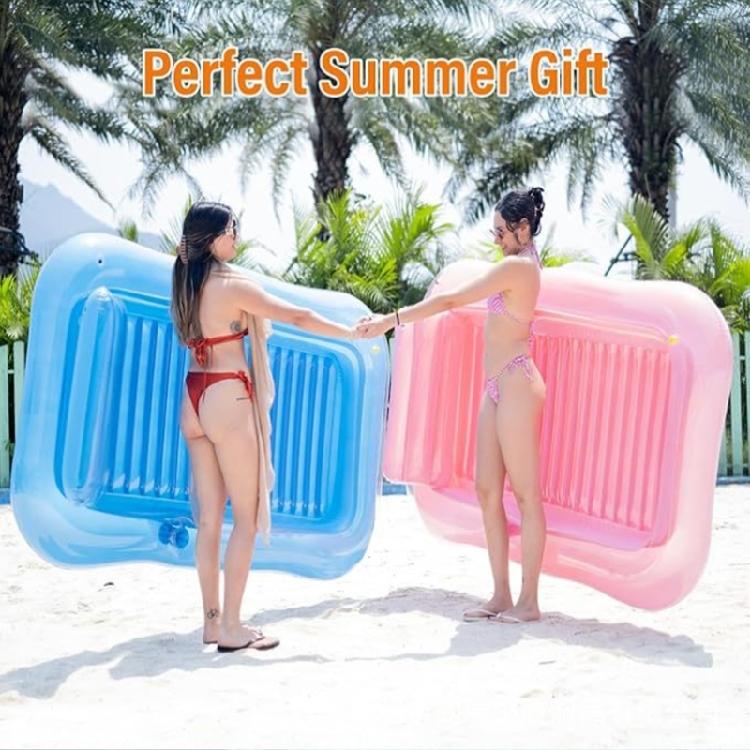 Modern PVC Pool Lounger Innovative Water Sprinkling Technology Tanning Pool Float Detachable Headrest Mattress