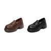 Versatile British platform loafers leather heightening solid color one-pedal small leather shoes Velcro jk single shoes