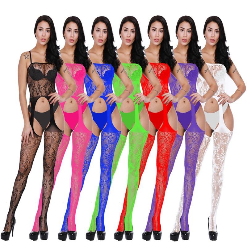 Sex Underwear Black Large Size Sexy Suspender One-piece Sexy Jacquard Open-file Mesh Suit