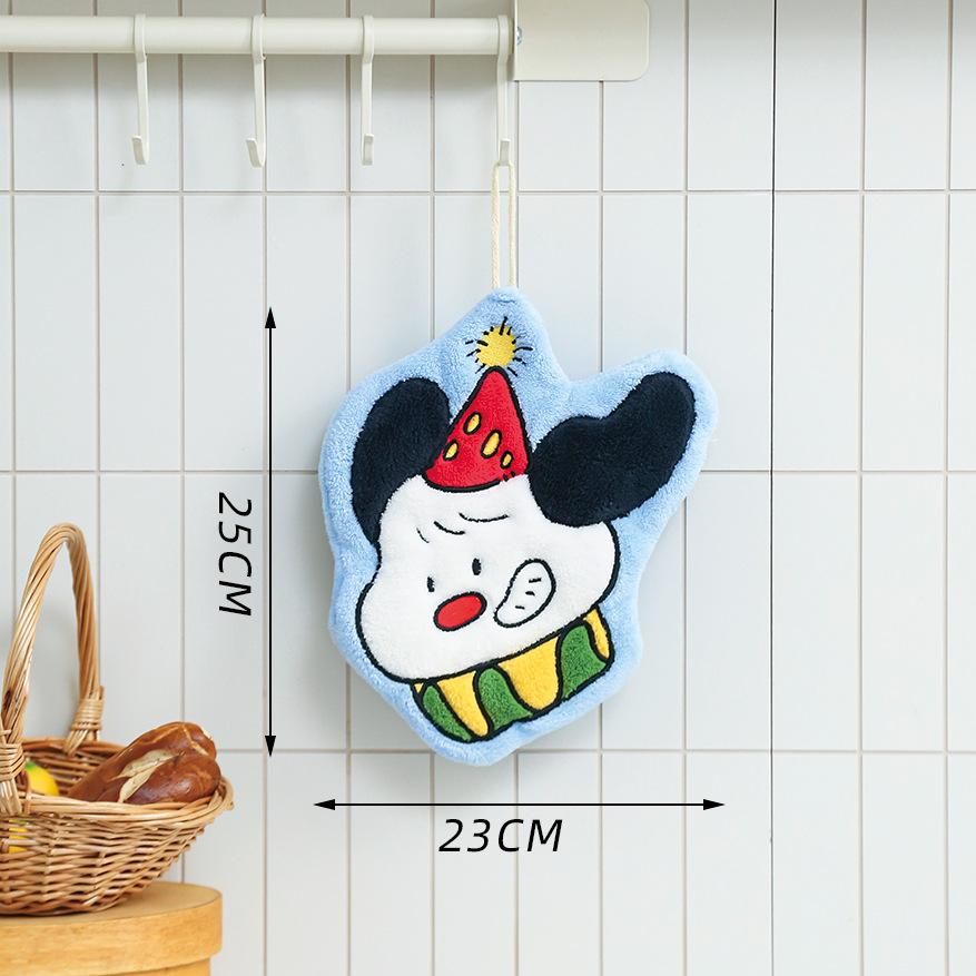 Cartoon Elephant Animal Hand Towels for Kitchen Hanging Cloth Rag Kids Hand Towels Absorbent Bathroom Coral Velvet Handkerchief