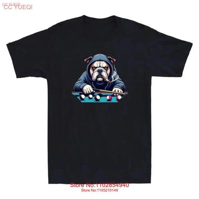 Bull Dog Billiards Funny Play Pool Meme Vintage Men's T Shirt Vintage Washed Slightly Comfortable Stretched