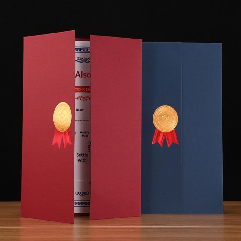 Graduation A4 Award Certificate Holder Three-Fold Page Paper Envelope Document Folder Gilding Process Exquisite Diploma Cover