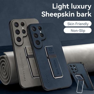 Sheepskin PU Leather Cover Case for Samsung Galaxy S24 Ultra S23 FE S22 Plus S21 S10 A73 A53 A33 A23 A55 A35 A15 A54 A34 A05 Case with Phone Bracket