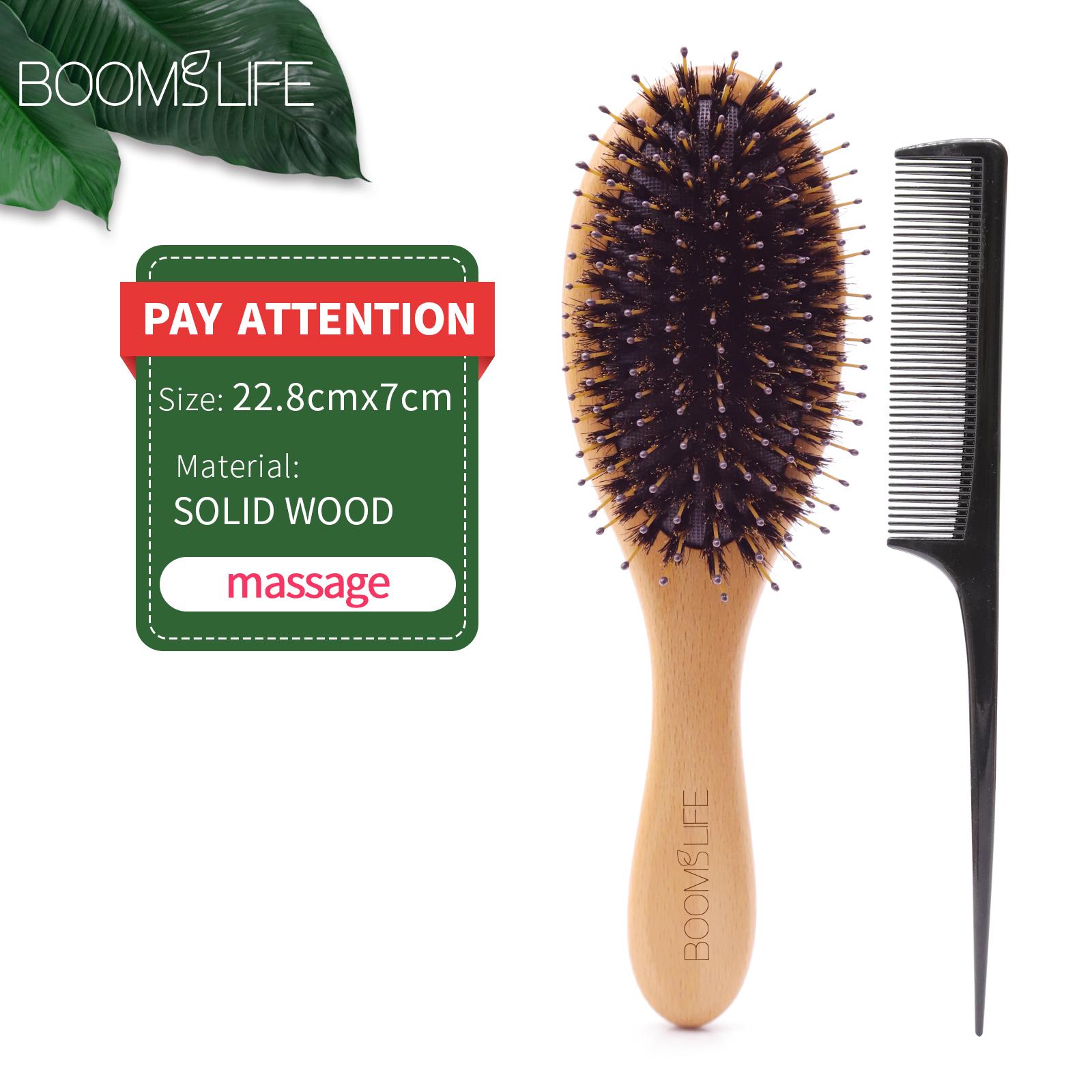 Boar Bristle Hair Brush Women Combs for Hair Anti-Static Scalp Massage Comb Wood Hair Brush for Curly Thick Long Hair Detangler 2pc boar brush