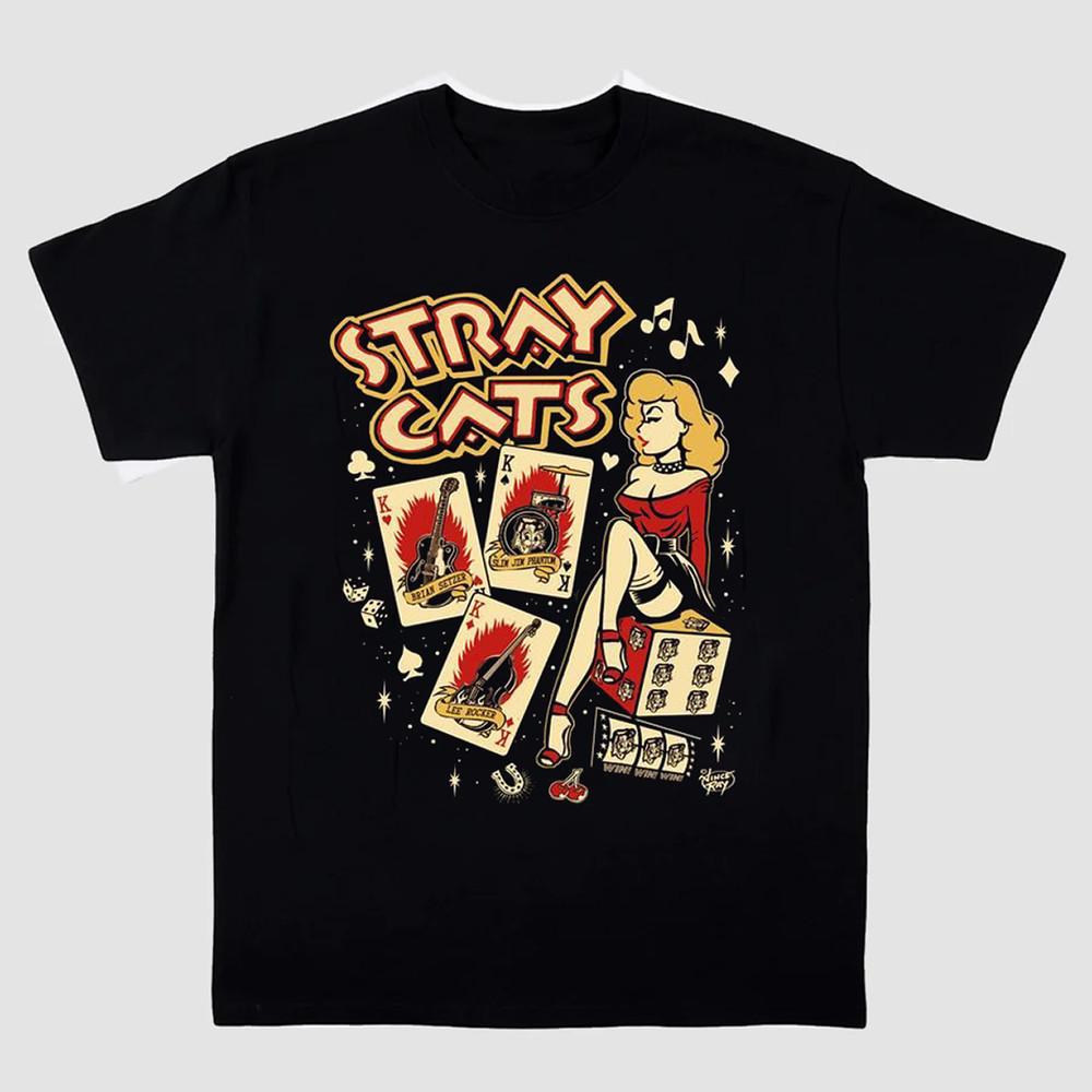 Stray Cats Band Black Cotton T Shirt Full Size S-5XL Unisex T-Shirt XXXXL
