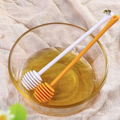 2Pcs Honey Mixing Stirrer Plastic Dipper Smooth Honey Comb Stick Spoon Grooved