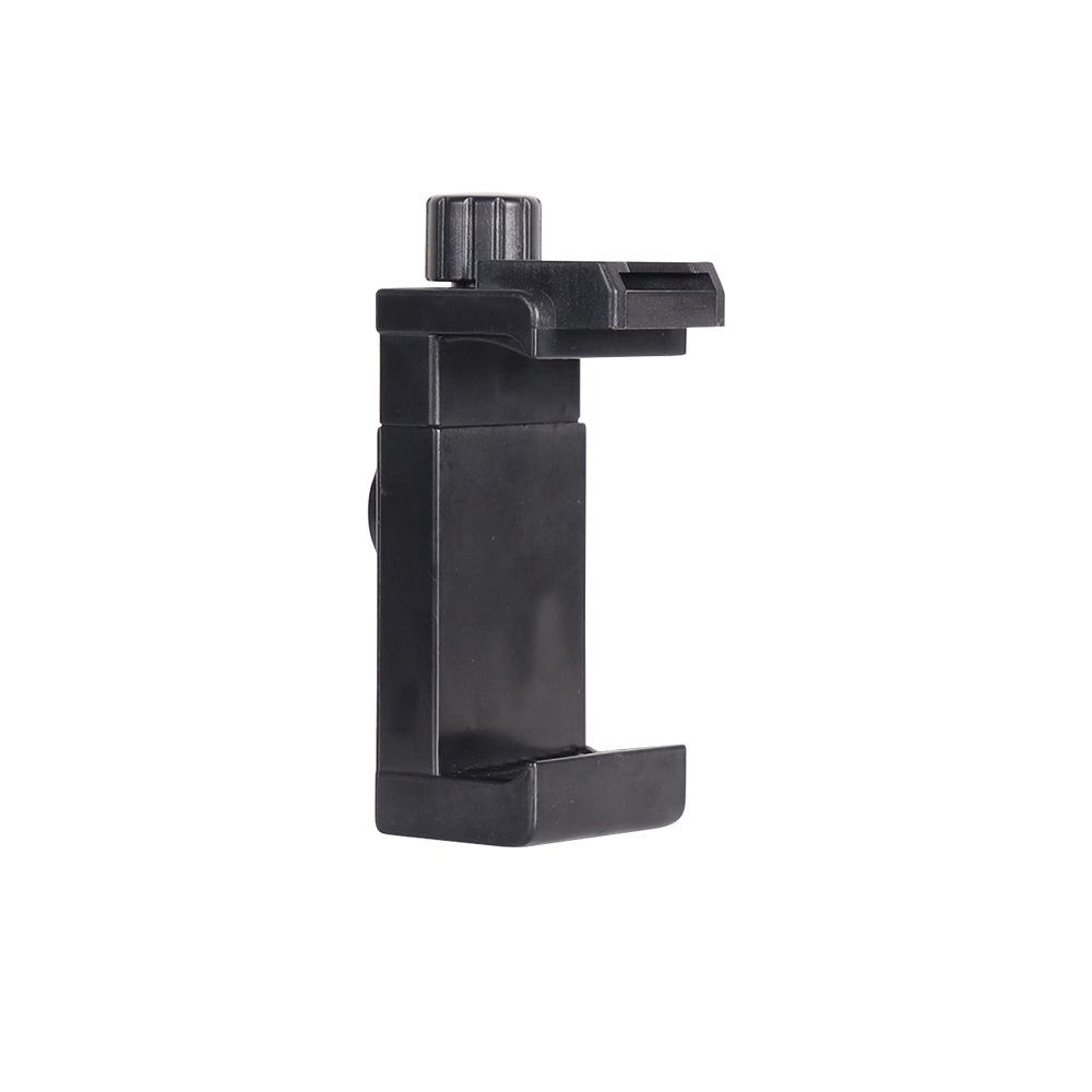 360° Rotatable Phone Holder with Dual Cold Shoe and Folding Clip for Desktop Live Streaming