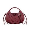 Woven Mini Tote Bag Women Structured Oval Crossbody With Drawstring PU Leather Retro Chic Everyday Shoulder