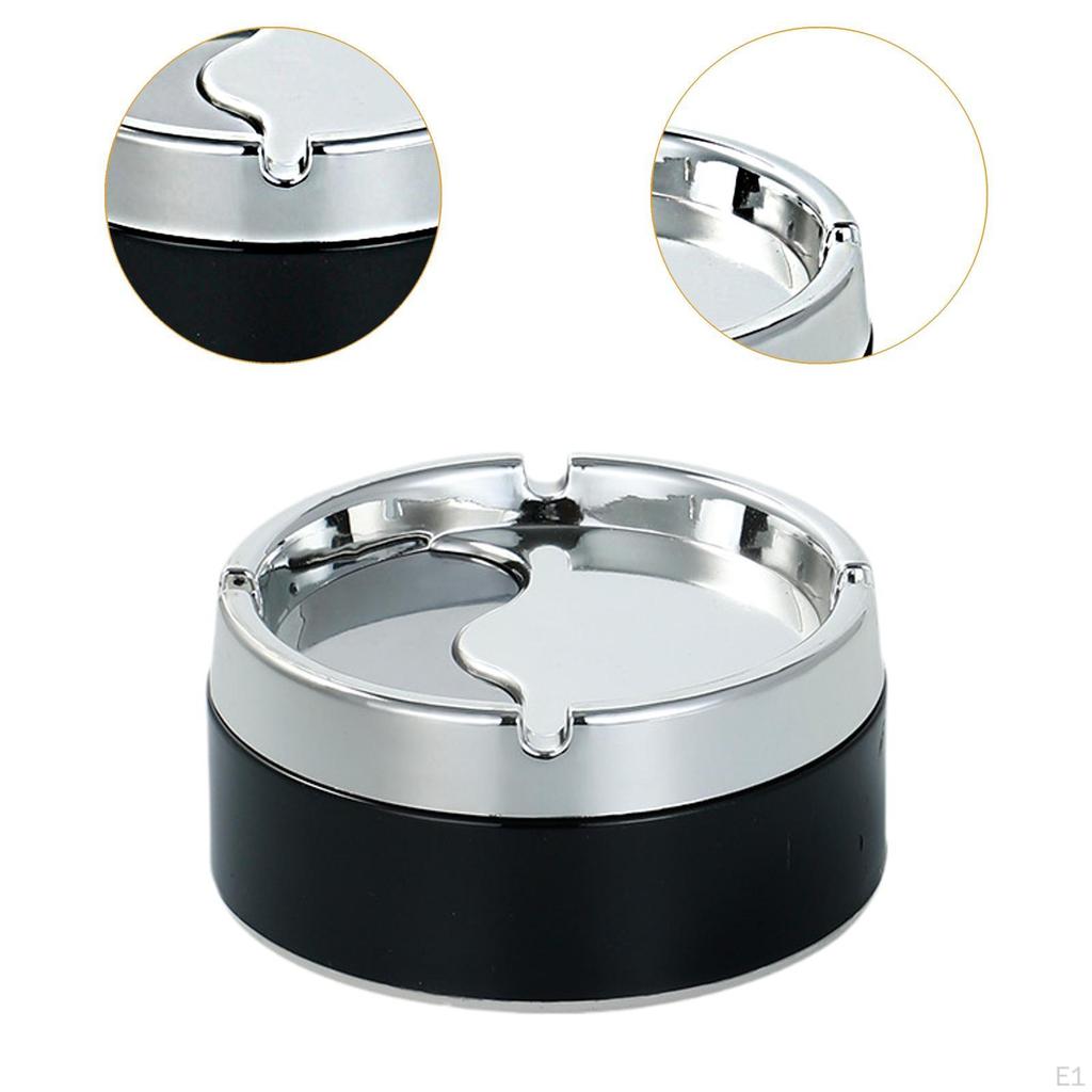 Modern Tabletop Ashtray Portable Stainless Steel for Parties Bar Car Black