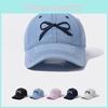 Trendy Womens Denim Baseball Hat With Feminine Bow For A Fresh Summer Fashion Statement