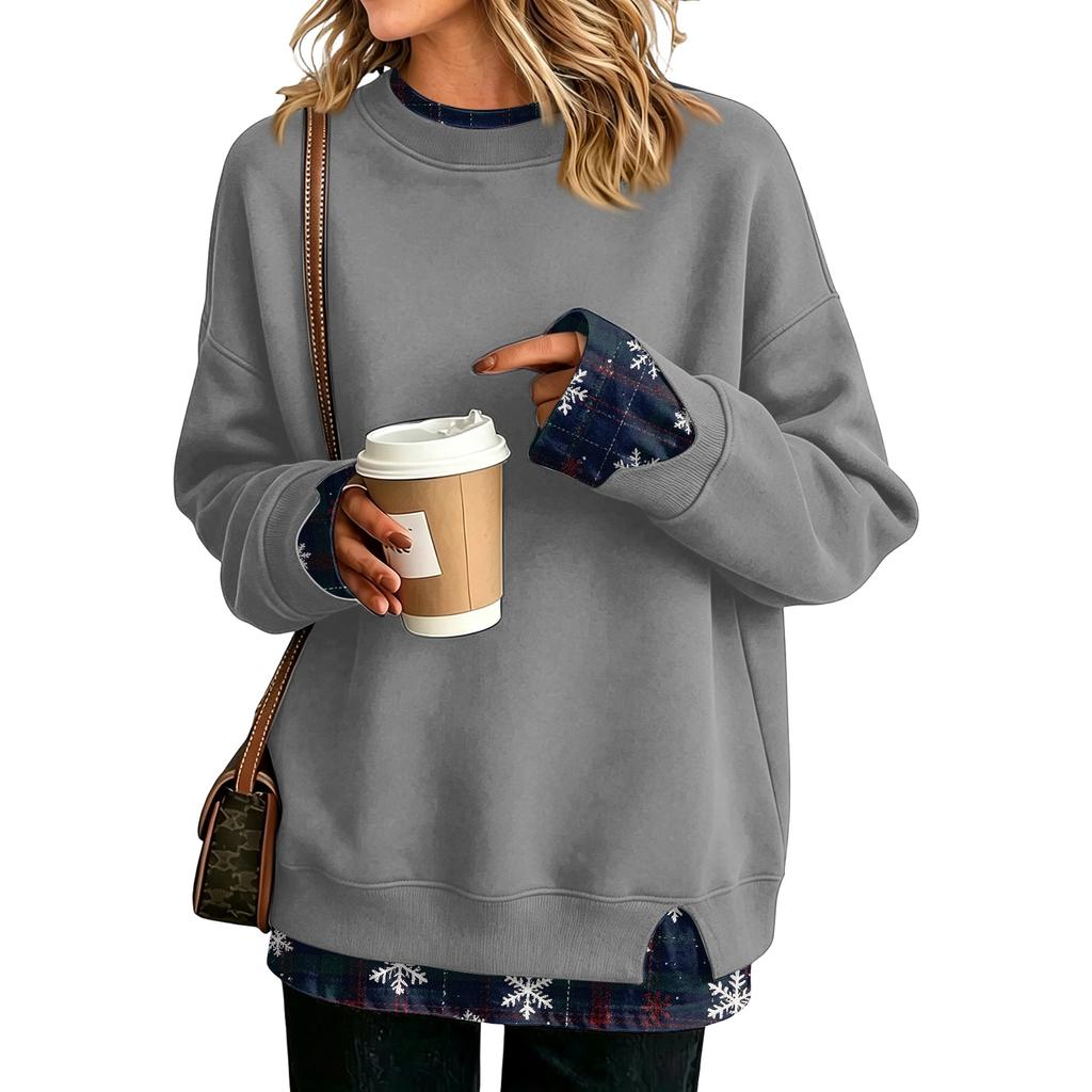 Women's Casual Printed Long Sleeve Sweatshirt Loose Fit Pullover Top