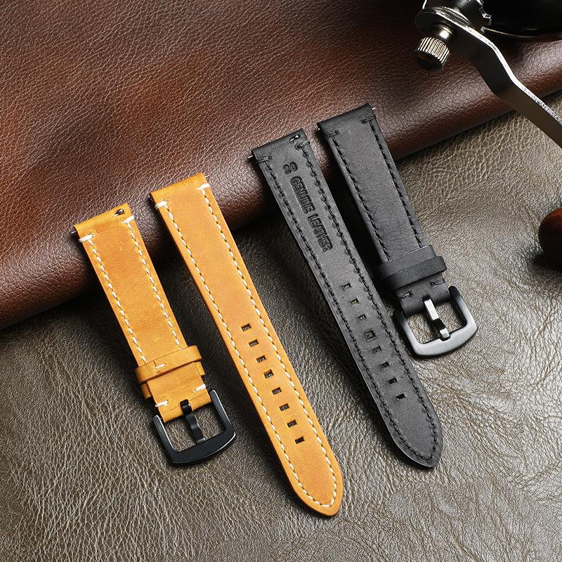 Retro Crazy Horse Leather Smart Strap 18mm20mm22mm First Layer Cowhide Real Cowhide Switch Quick Removal