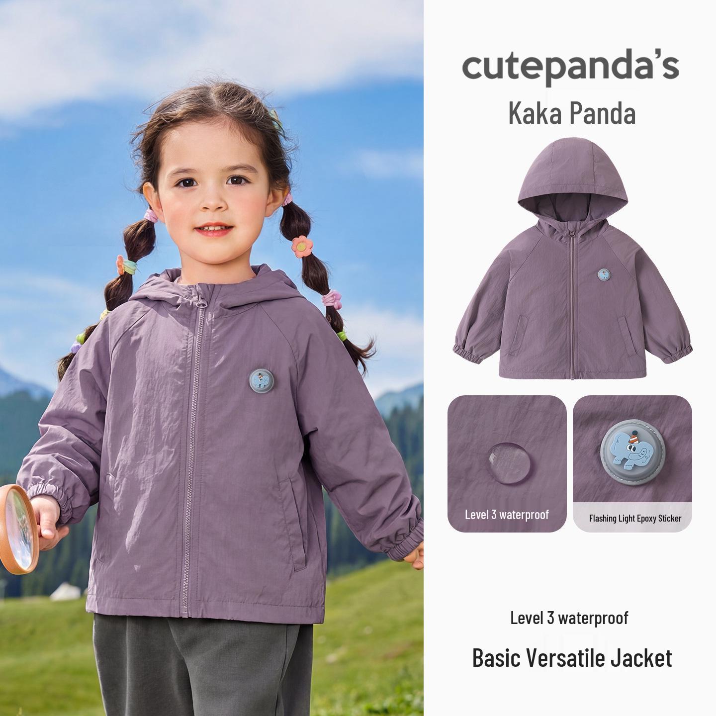 Kaka Panda Kids  Waterproof Spring Jacket - Unisex Baby/Toddler Casual Top for Spring/Autumn 120 cm