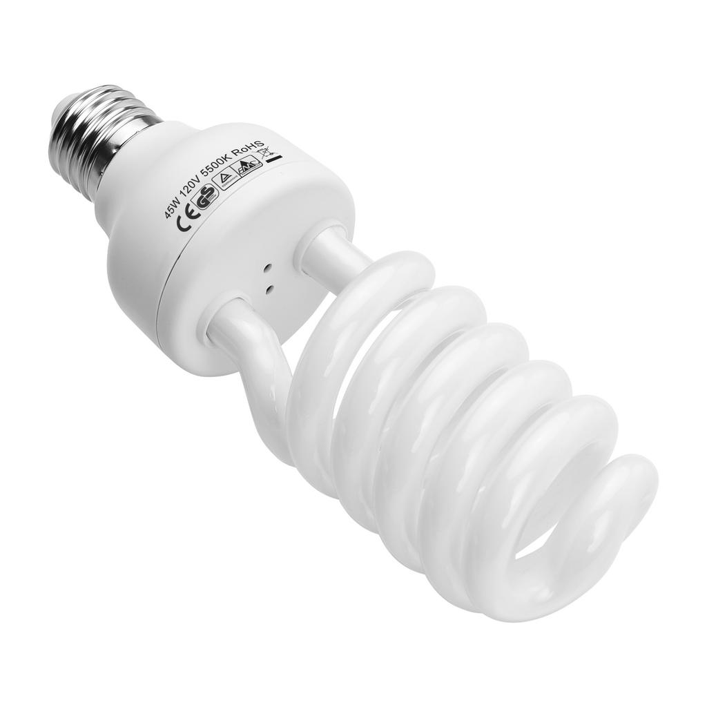 Spiral Fluorescent Light Bulb 45W 5500K Daylight E27 Socket Energy Saving for Studio Photography Video Lighting 220V