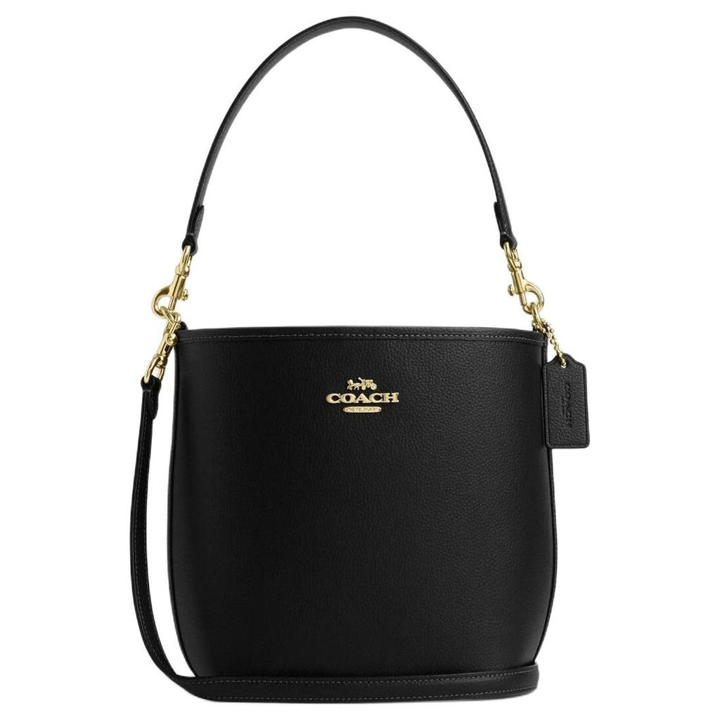 Coach City Bucket 17 Metalowe Logo Jednolity Kolor Skórzana Torba Bucket Bag Damskie Torby Czarny CT801-IMBLK