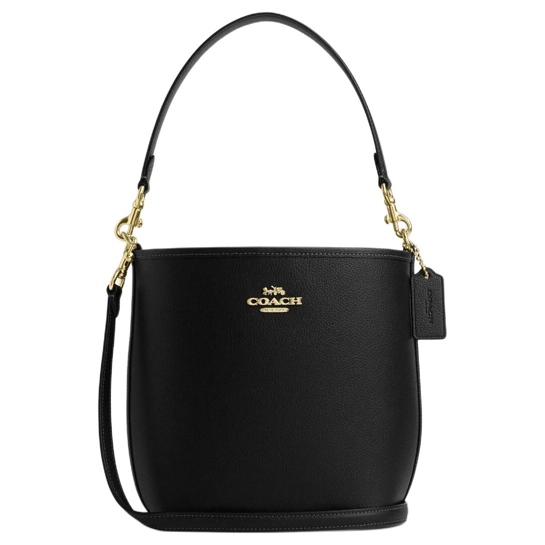 

Coach City Bucket 17 Metal Logo Solid Color Leather Bucket Bag Women bags Black CT801-IMBLK Basic Set (Bag+Dust Bag)