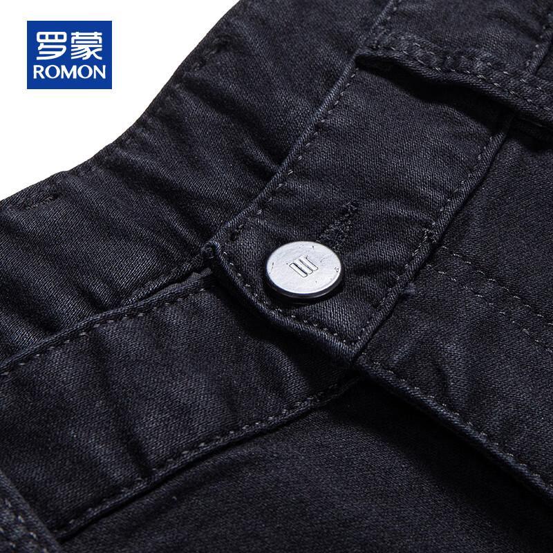 ROMON Men's Autumn/Winter Loose Fit Straight Leg Cotton Denim Jeans