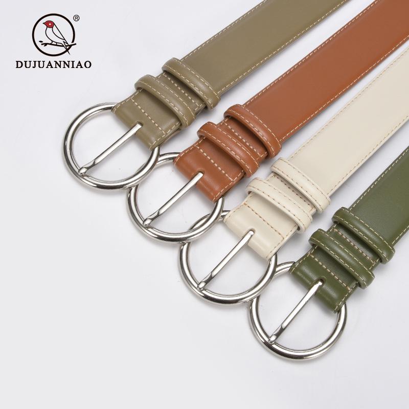 Ladies' Genuine Cowhide Leather Wide Waist Trench Coat Belt