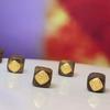5Pcs Handmade Wooden Square Beads with Yellow Copper Accents, Stylish Minimalist Yellow Fortune God Loose Beads for DIY Necklace, Jewelry Making 8×8mm