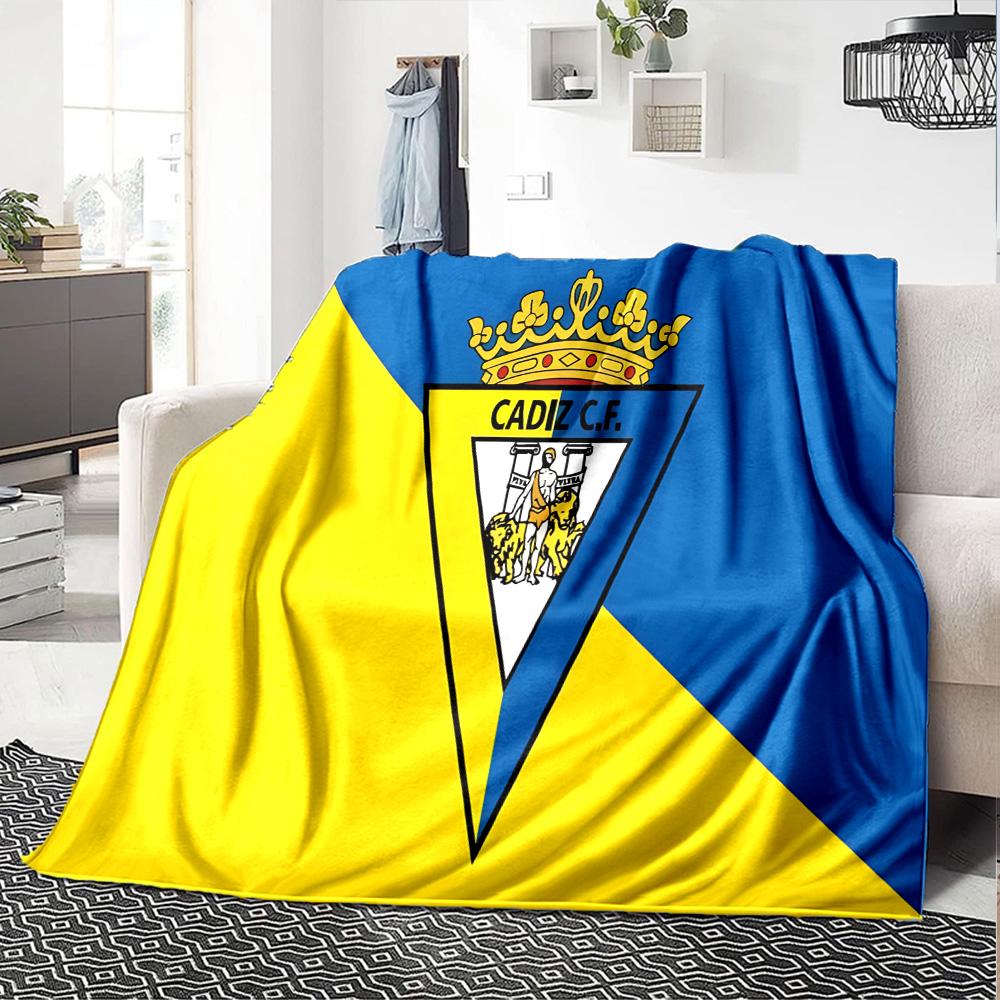 Cadiz Cf Badge Design Flannel Blanket, Soft Polyester, Modern Design, All-Season for Camping, Travel, Gifts for holidays or birthdays
