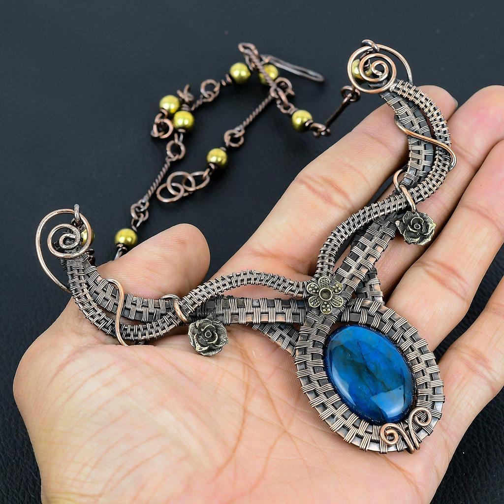 Neon Flash Labradorite 999 Copper Wire Wrapped  Pendant Handmade Gemstone Jewelry, Gifts For Wife Brand New Jewelry Pendant