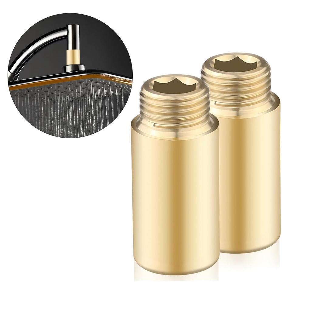 Pack Of 2 Brass Tap Extension 1/2 Inch 40mm Brass Tap Extension Thread Fitting for Drinking Water & Heating Installation