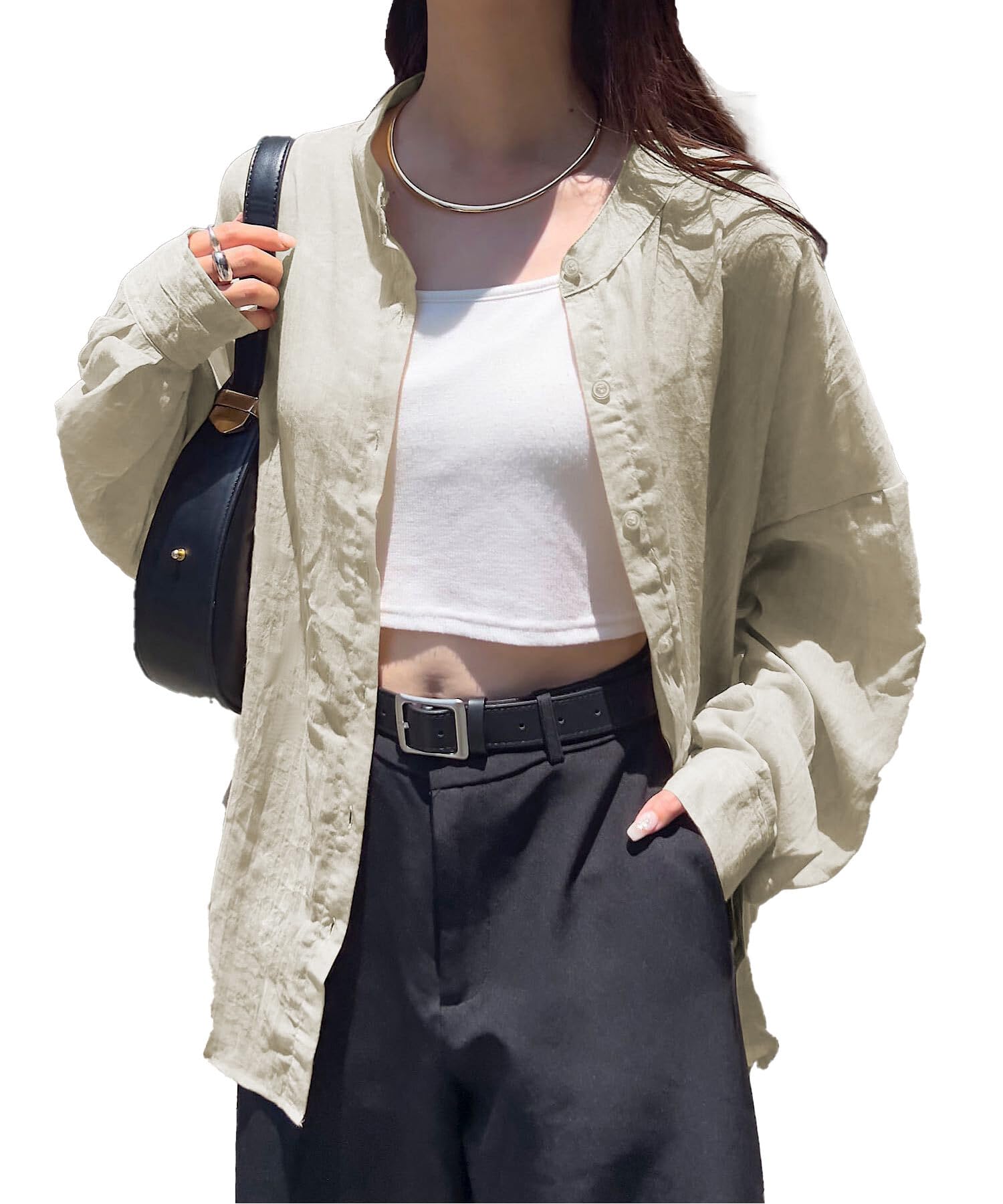 

Kobe Lettuce Sheer Summer One Size Fits Voluminous Band Ecru Shirt, Women s, Sheer, Casual, Layered, Blouse, Solid, Simple, [C3967], All, Collar,