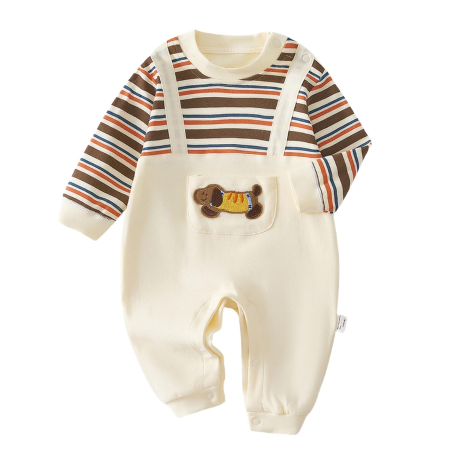 

YIN OON Детский Длинный Новорожденный Милый Животный Весна Передний Детский Коричневый Полоски Собака Размер 66 Одежда, Осень/Зима Комбинезон/Ромпер, Рукав, Пижама для Девочек/Мальчиков,