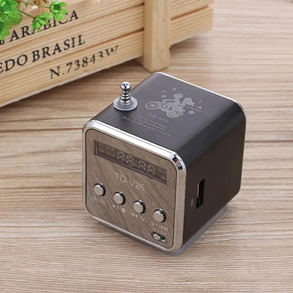 Portable TD-V26 Mini FM Radio Speaker with LCD Display and TF Card Support Compact Lightweight Design