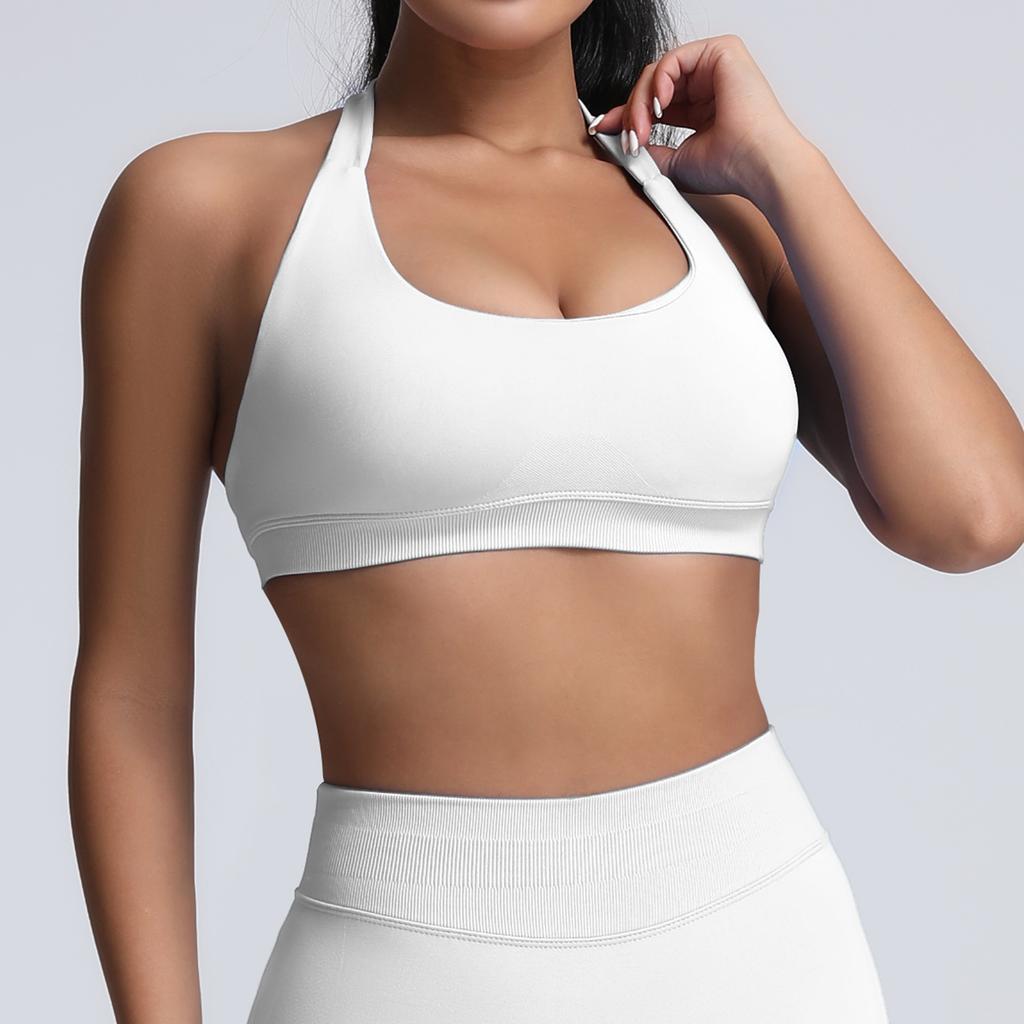 Hanging Neck And Beautiful Back Sports Bra, High Elasticity Matte Nylon, Large Backless Yoga Top, Bra For Women