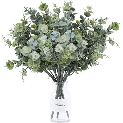 7-bunches Artificial Eucalyptus Branch Fake Green Plants Leaves For Christmas Wedding Decoration