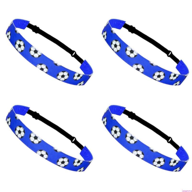 4PCS Football Themed Headbands Elastic Workout Sweat Headbands For Men Women Fitness Running Soccer Festival Celebration