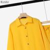 ZANZEA Women Long Sleeve Blouse and Pants Casual Two Piece Suit Sets