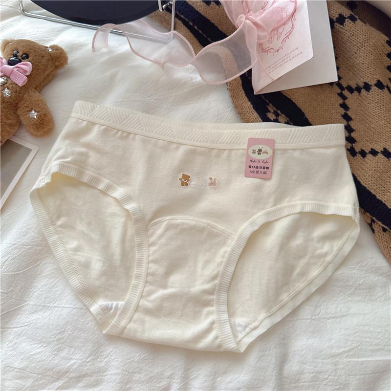 Female Spring and Autumn Lovely Rabbit Pure Cotton Extended Crotch 7A Antibacterial Hip Waist Triangle Briefs