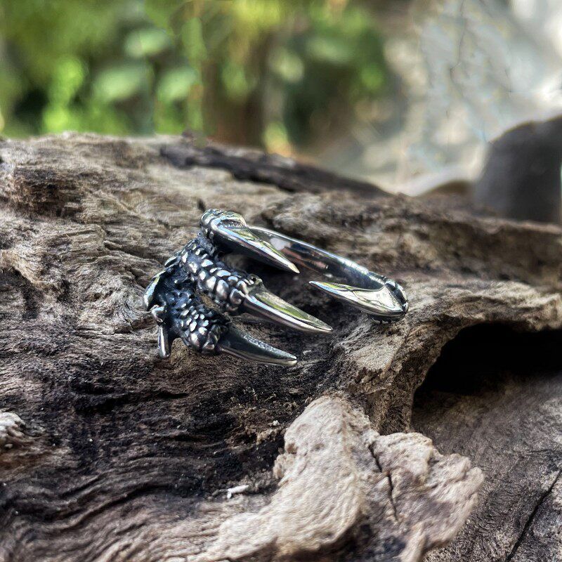 Trendy Fashion Fancy Titanium Steel Ring Men Retro Style Punk Fashion Cool Popular Brand Trendy Punk Food Tail Ring