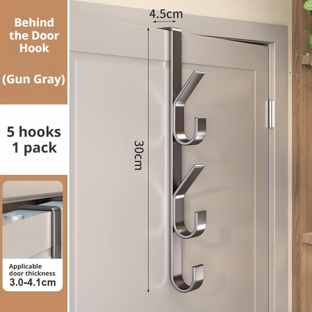 Door Hanging Hook Free-Punch Metal Over Door Rack Coat Hat Bag Hanger Storage For Bathroom Bedroom Wardrobe