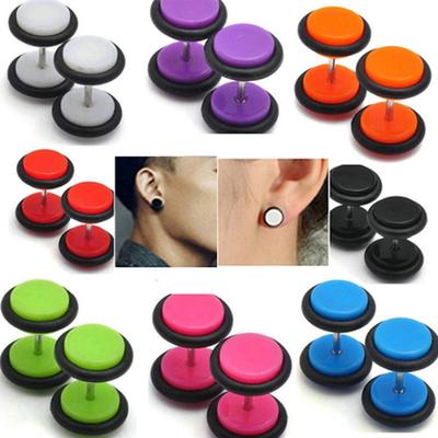 1 Çift Erkek Kadın Punk 8mm Dambıl Tarzı Çivi Küpe Piercing
