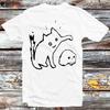 Cute Cat Playing Skull Happy One Line Drawing T Shirt B1023