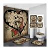 Shower Curtain 4-Piece Curtain Bathroom Non-Punching Shower Curtain Set, Halloween 3D Printed Shower Curtain