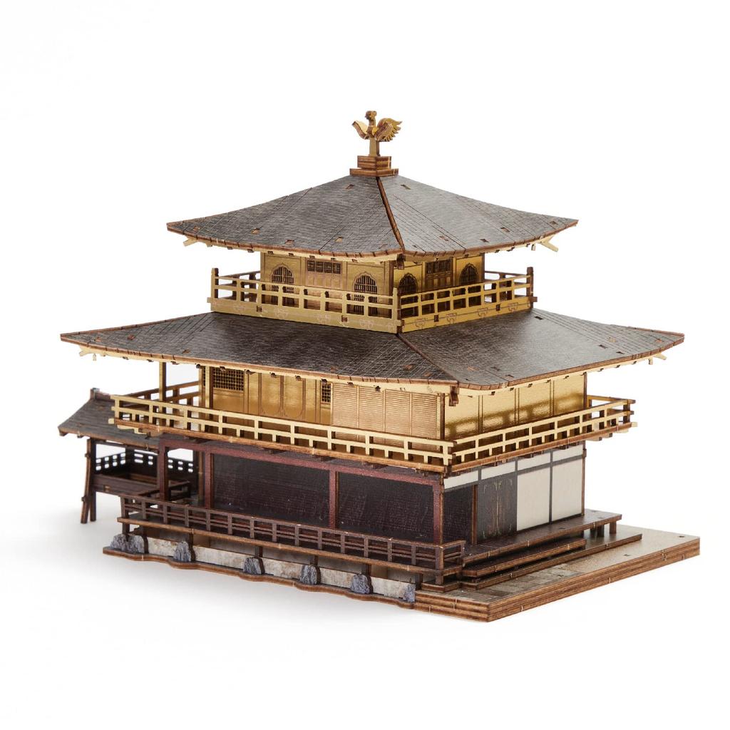 Kinkakuji Temple Wersja Kolorowa Puzzle Drewniane 3D Zestaw do Rękodzieła DIY dla Dzieci i Dorosłych Zabawka Edukacyjna dla Chłopców i Dziewcząt Grafika 3D i Świetny Prezent dla