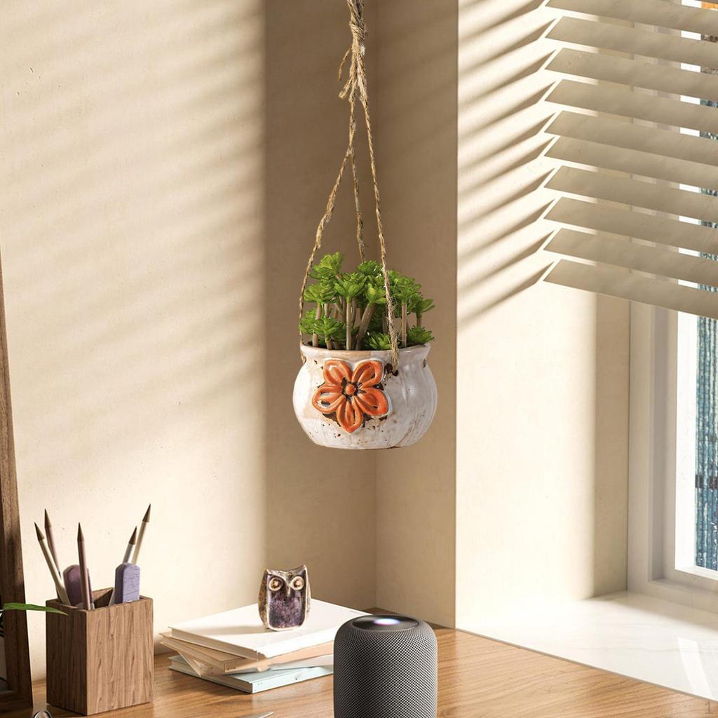 Hanging Ceramic Planter for Outdoor Garden Decor