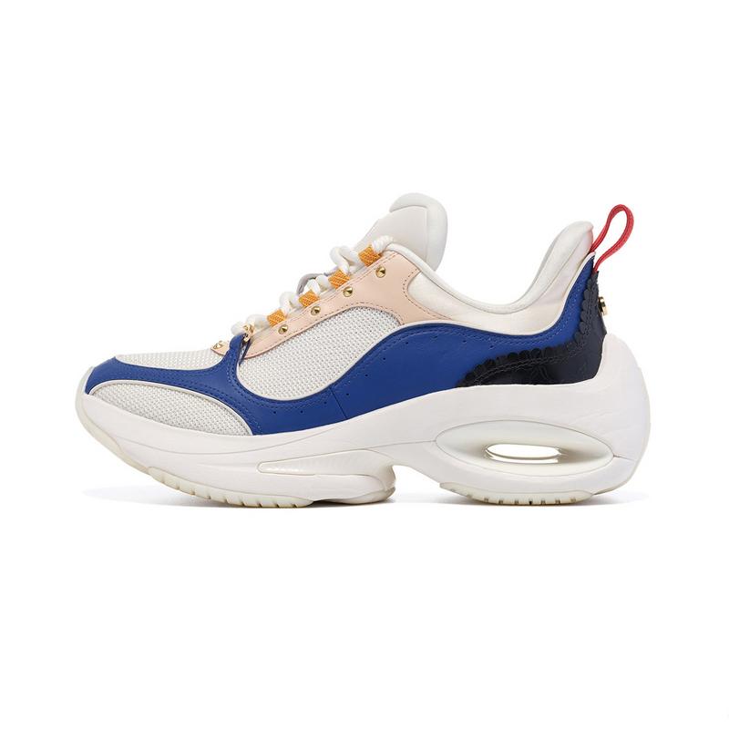 

Li-Ning 1990 Classic Series Fashion Fit Shock Absorption Wear-Resistant Low-Top Casual Running Shoes Women sneaker White Blue Pink ALFU018-1 36