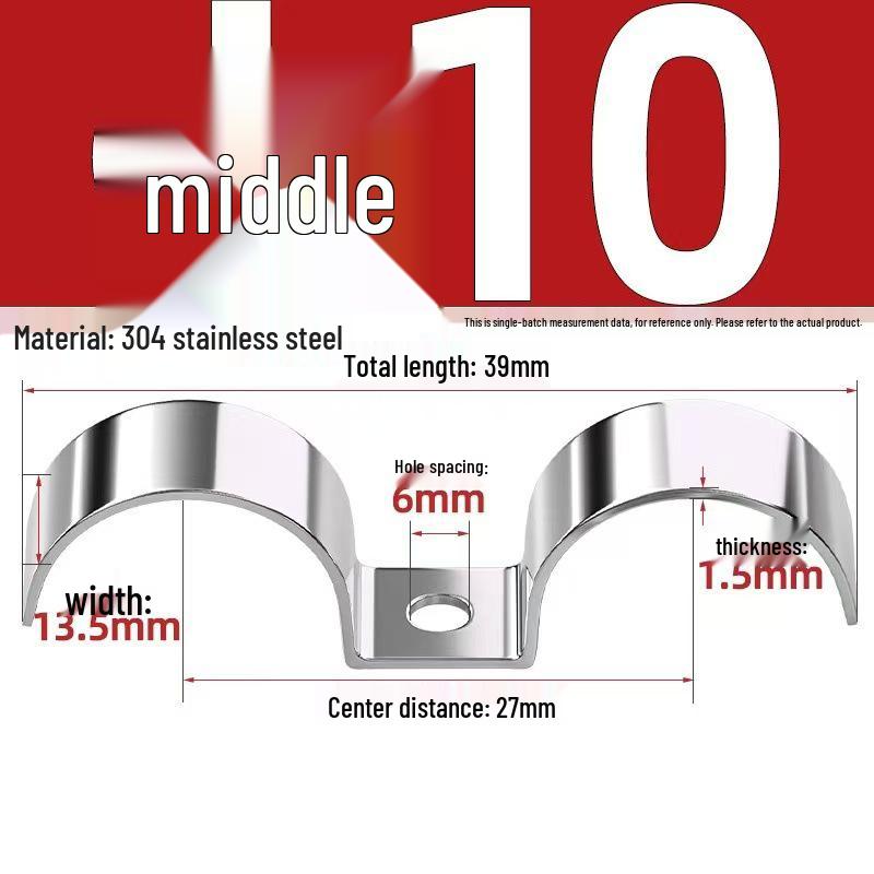 304 Stainless Steel P-Type Single-Sided Pipe Clamp, Double Clip, Half-Side Bracket, Single Hole Saddle Clamp