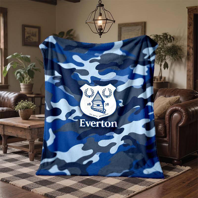 Everton Football Print Flannel Blanket Soft Warm Sofa Bed Throw Blanket For Home Office Bedroom