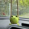Cute Crochet Animal Car Pendant – Duckling & Frog Design Soft Yarn Crafted Rearview Mirror Decor Unique Gift